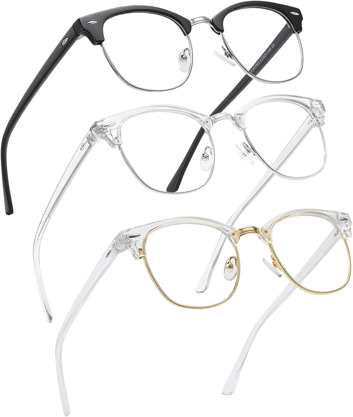 2 Pack Blue Light Blocking Glasses, anti Blue Light Gaming Glasses, Retro Fashion Frame Non-Prescription Lens, anti Fatigue Headache Computer Screen Glasses for Women and Men,Unisex round Glasses