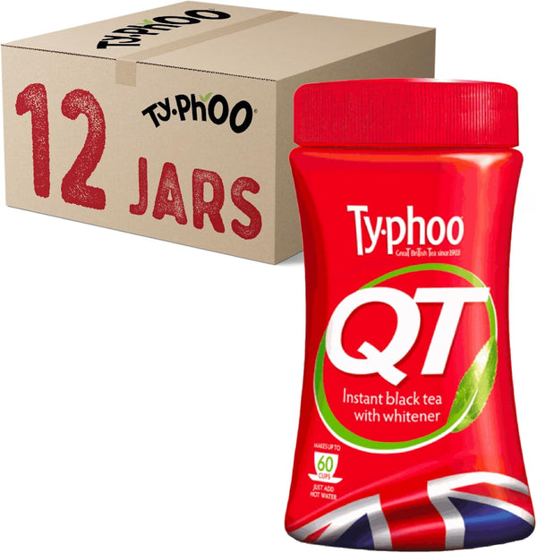 Typhoo QT • Instant One Cup Tea with Whitener • 12 X 125G Tub • Makes up to 60 Cups of Instant Tea • Creamy, Sweet & Convenient • Just Add Hot Water • No Teabags or Milk Needed