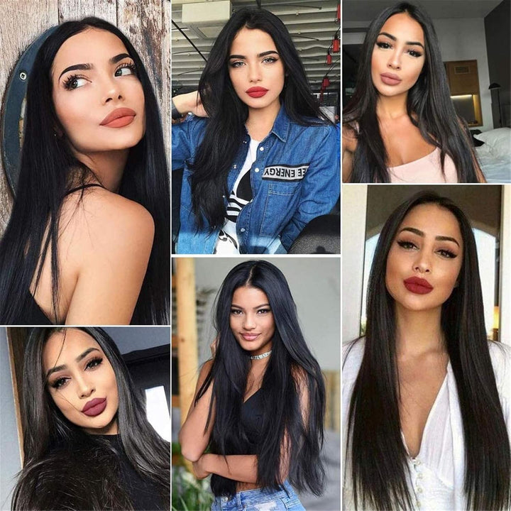 29.5" 75Cm Long Black Wigs for Women Long Straight Synthetic Black Wigs for Party Cosplay Halloween Anime((B-Black)