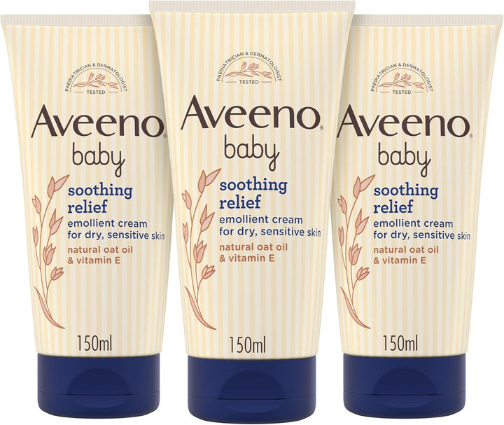 Soothing Relief Emollient Cream (1X 150Ml), Unscented Baby Cream with Natural Oil & Vitamin E, Soothes and Moisturises for 24 Hours, for Dry, Sensitive Skin Prone to Irritation