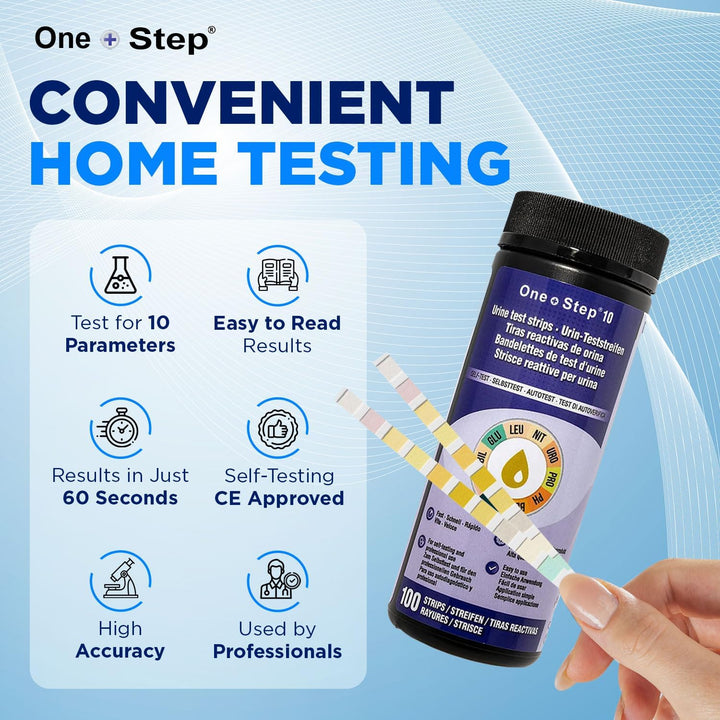 100 X 10-In-1 Parameter Urine Test Strips | Glucose, Ketone, Bilirubin, Nitrite, Urobilinogen, Protein, Ph, Blood, Specific Gravity and Leukocytes Dipstick Tests