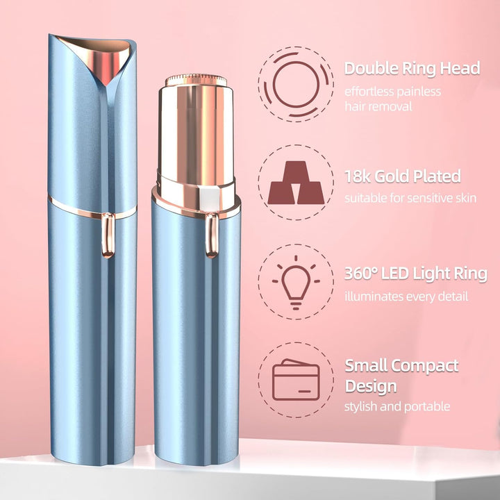 Facial Hair Remover for Women, Face Hair Trimmer with Two Replacement Blades, Rechargeable Women'S Facial Shaver, Painless Lady Shavers for Women for Face Hair-Blue