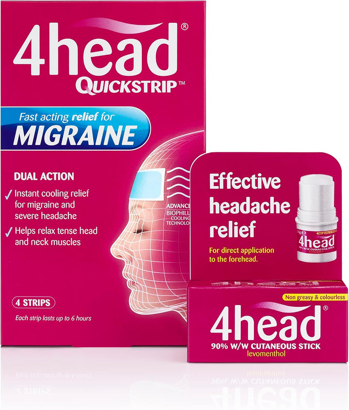 4 Head Levomenthol Stick for Headache Relief, 3.6 G