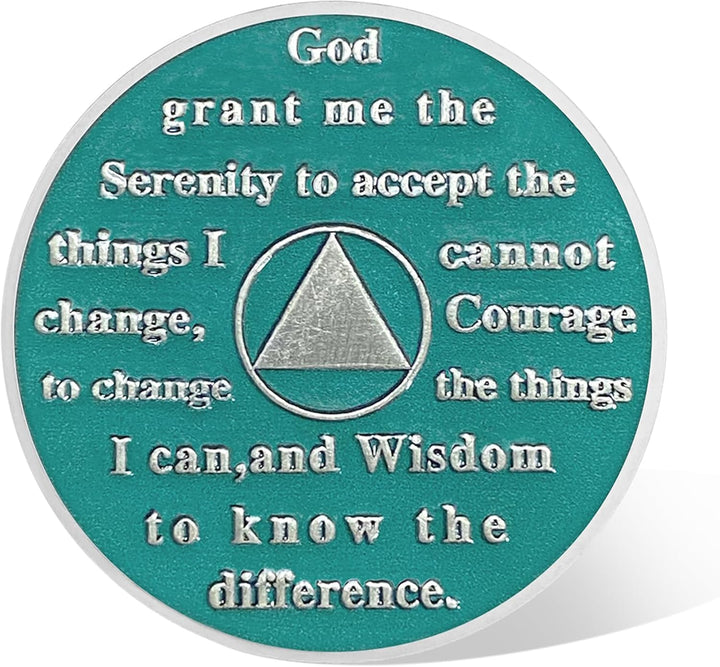 17 Years Sobriety Coin Sun Chips Alcoholics Anonymous Medallion AA Chips and Medallion Sobriety Gifts for Men Women Anniversary Token Recovery Gift Forest Tree Coin