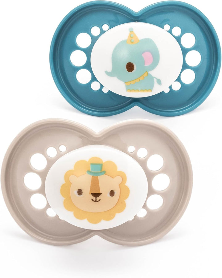 Original Soothers | 6 plus Months | 2 Pack | Comes in Dummy Steriliser Case | Sustainable Materials | Baby Accessories | Blue (Various Designs)