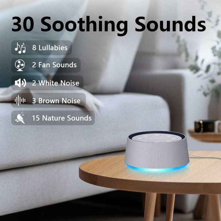 White Noise Machine Brown Noise Machine with 30 Soothing Sounds for Sleep 12 Colors Sound Machine for Baby Adults Kids Sleep Machines 36 Volume Levels 5 Timers for Home Office Travel