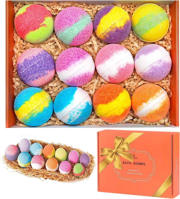 Bath Bombs, 12 Organic & Natural Handcrafted Bubble Bath Gift Set