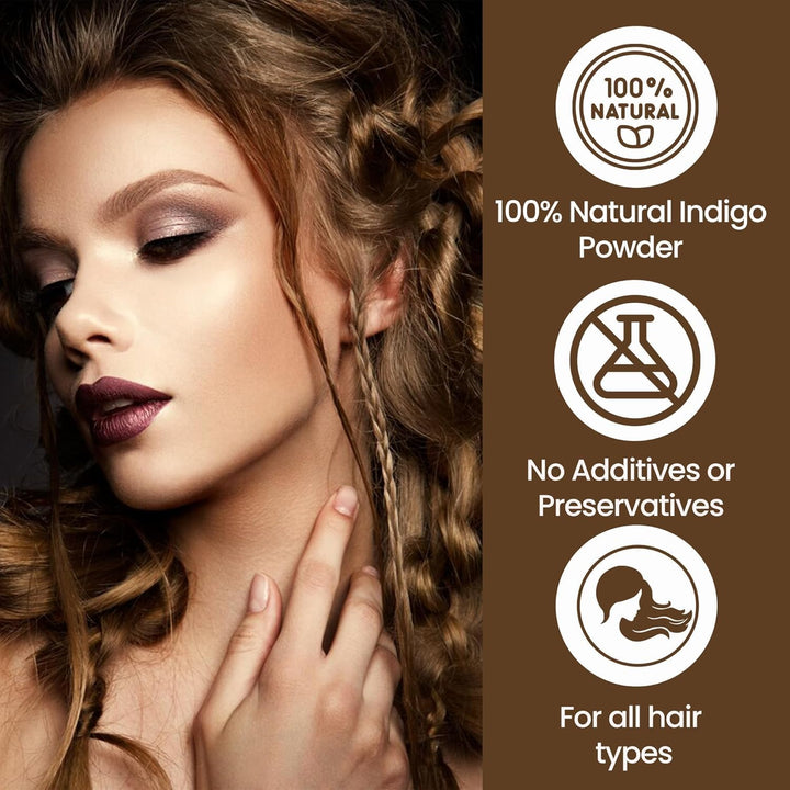 'S Organic Indigo Powder for Hair, USDA, Herbal Hair Dye, Natural Hair Mask/Color - Free from Fillers & Preservatives-100G