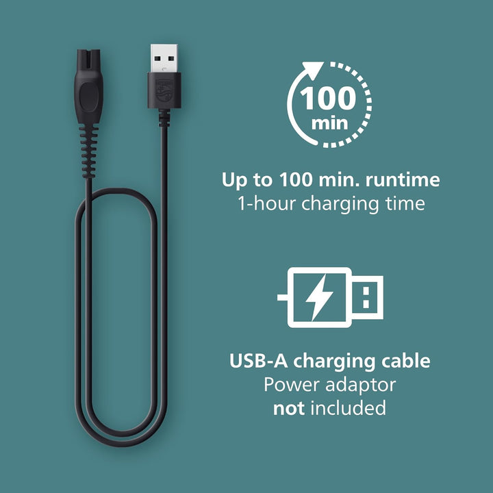 Body Groomer 5000 Series - Trimmer for Men with Triple Protect Shave System, Intimate Trim & Shave, Foldable Back Attachment, 100% Showerproof, 100 Min. Runtime, Model BG5480/15