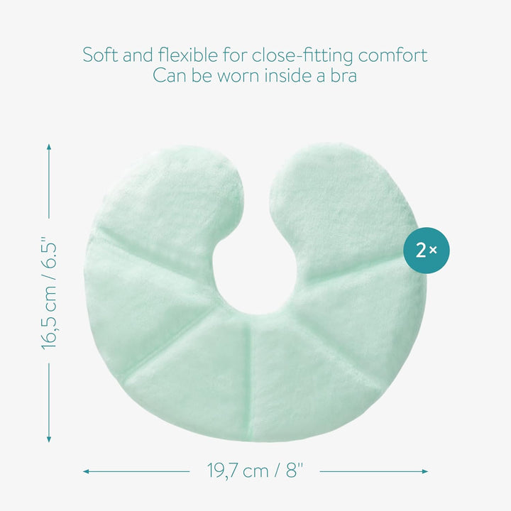 Breast Gel Pads - Hot or Cold Breastfeeding Pad Set - Reusable Heat or Cooling Compress Packs with Polyester Plush Backing - 2 Pack, Green