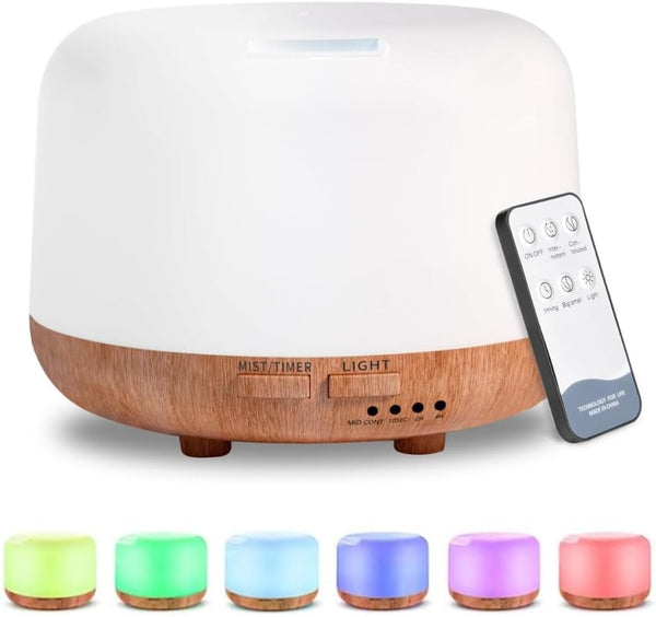 Essential Oil Diffuser 300ML Aromatherapy Ultrasonic Air Vapouriser Oil Diffusers Humidifier Scented Fragrance with Remote, Mist Modes, Automatic off and 7 LED Lights for Home Office Sleep