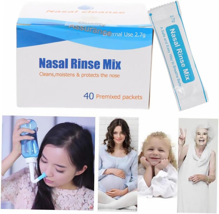 80 Pcs Nasal Salt Packets Iodine-Free Instant Dissolving Rinse Mix for Nose Care for Allergies and Sinus Relief Convenient for Daily Use