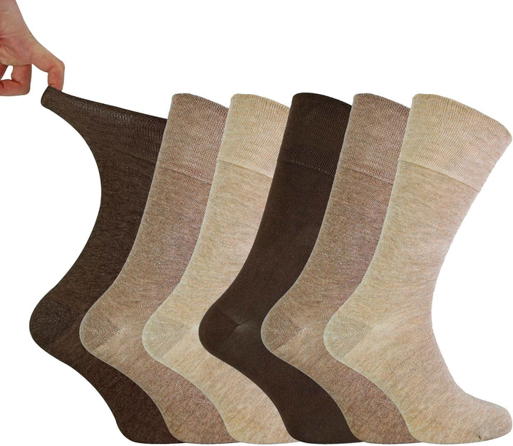 Footnurse - Mens 6 Pairs Cotton Non Elastic Diabetic Socks with Honeycomb Top