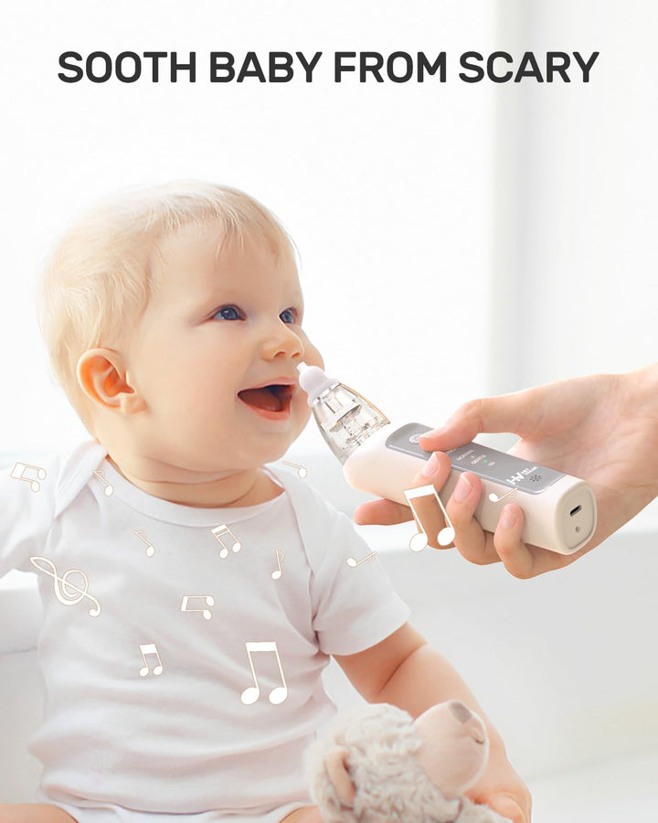 Nasal Aspirator for Baby, Baby Nose Sucker, Electric Nasal Aspirator for Toddler, Baby Nose Cleaner with 3 Silicone Tips, Adjustable Suction Level and Music Volume
