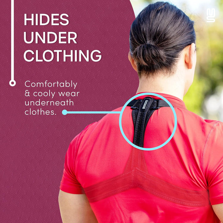 Back Brace Posture Corrector – Large, Upper Back Support Posture Brace for Men and Women - Unisex, Shoulder and Spine Support for Physical Therapy – Black