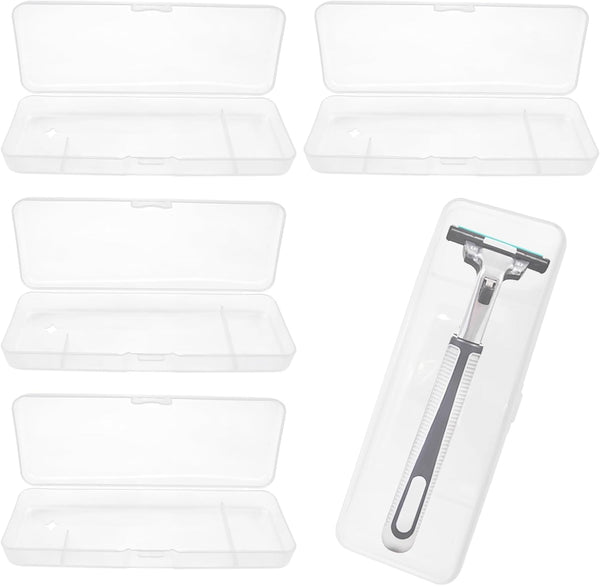 4 Pack White Transparent Shaving Box for Shaver Razor, Container Storage for Manual Razor System, Plastic Box Cover, Razor Protector, Shaving Accessories