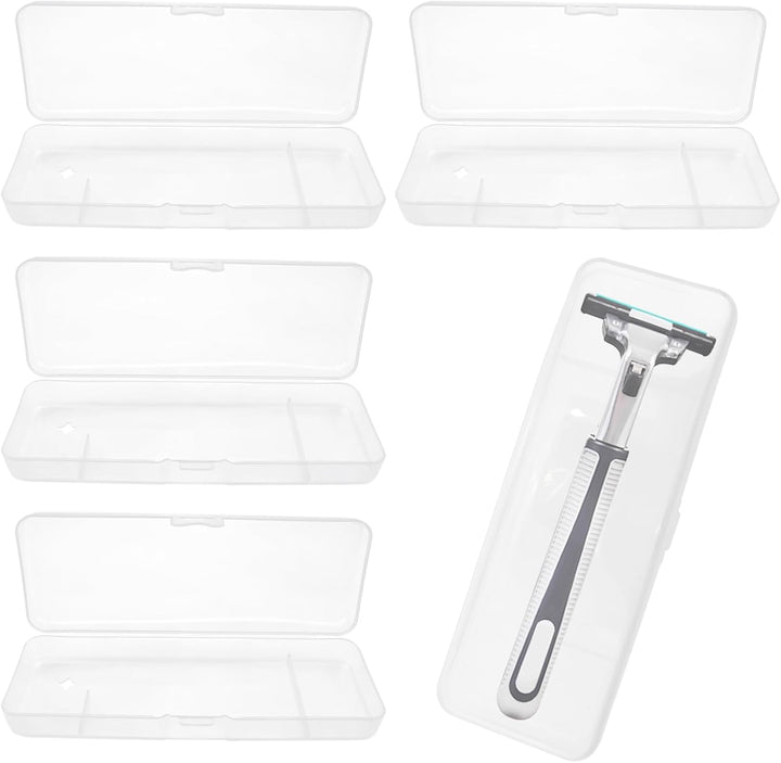 4 Pack White Transparent Shaving Box for Shaver Razor, Container Storage for Manual Razor System, Plastic Box Cover, Razor Protector, Shaving Accessories