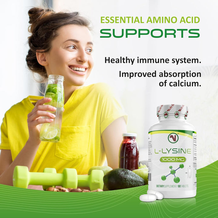 L-Lysine X 90 1000Mg Tablets | Smallest Possible 19Mm Formula | Easier to Swallow and Quicker to Absorb - Suitable for Vegetarian and Vegan. (90)