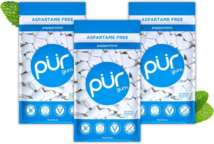 | Sugar Free Chewing Gum | Made with Xylitol | Vegan, Aspartame Free, Gluten Free & Keto Friendly | Natural Spearmint Flavoured Gum, 55 Pieces (Pack of 1)