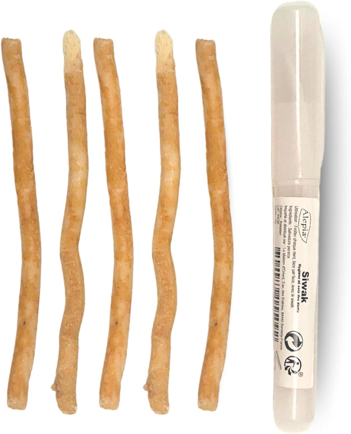 Set of 3 Natural Siwaks + 1 Case - Eco Friendly Toothbrush - Salvadora Persica Wood - Pakistan Origin - Zero Waste
