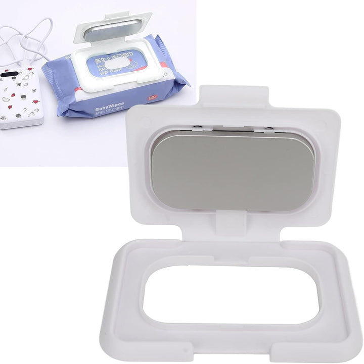 Portable Baby Wipes Dispenser Warmer, Ultrathin Heating Element, Constant Temperature Moist & Warm Wipes Holder for Babies, White