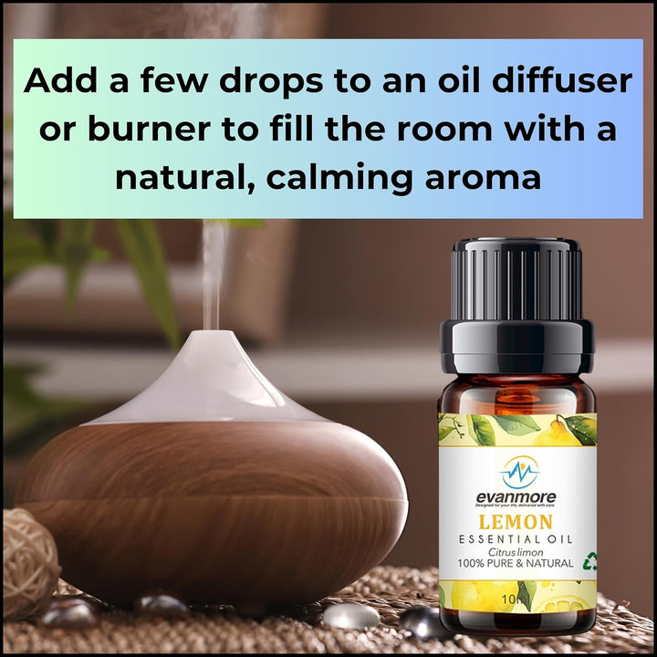 Lemon Essential Oil 10Ml 100% Pure Natural Undiluted Cruelty Free Oils for Diffuser Diffusers Burners Premium Quality Aromatherapy DIY Candle Making Vegan Essentials Citrus Limon (10Ml, Lemon)