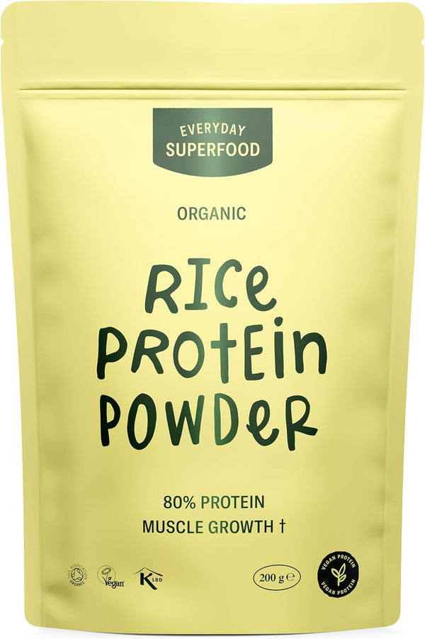 Organic Rice Protein Powder, 200G, 80% Protein, Unflavoured, Vegan & Kosher