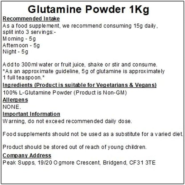 Glutamine Powder 1Kg | Pure L-Glutamine - Amino Acid Powder