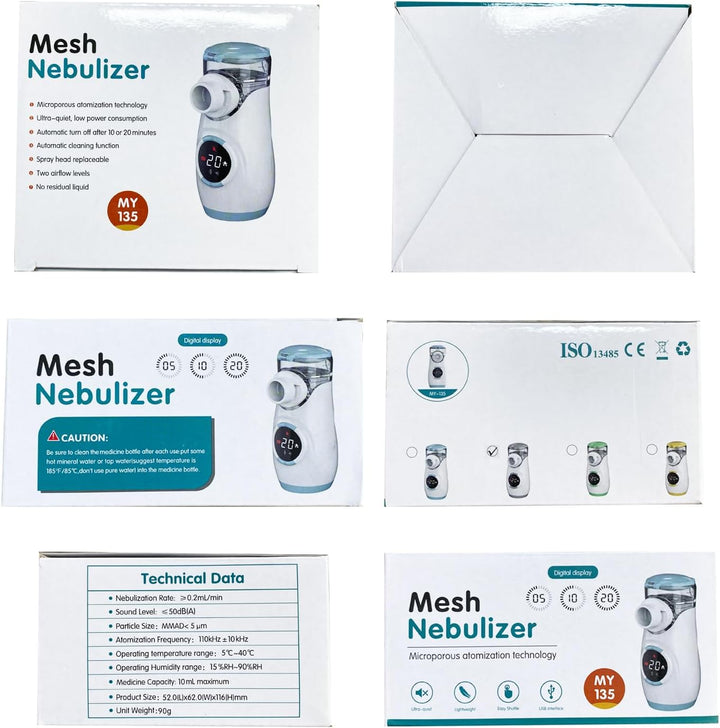 Mesh Nebuliser for Kids, Portable Nebuliser for Adults Sinus Inhaler with Digital Display, Timed and Automatic Cleaning Functions for Home and Travel Use