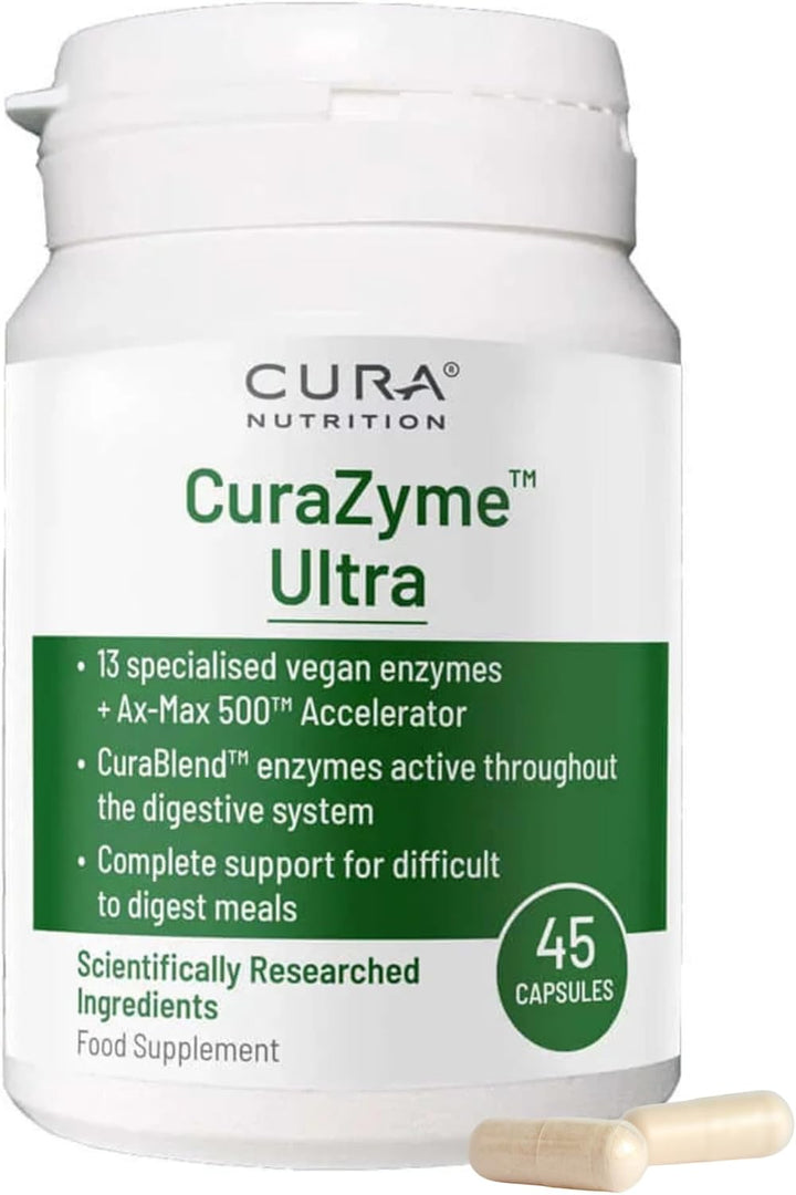 CURAZYME Tolerance (30 Capsules) Food Intolerance Digestive Enzymes Supplement for Gut Health Support, Broad Spectrum Enzyme Complex for Bloating, Heartburn, Digestion Relief, Vegan