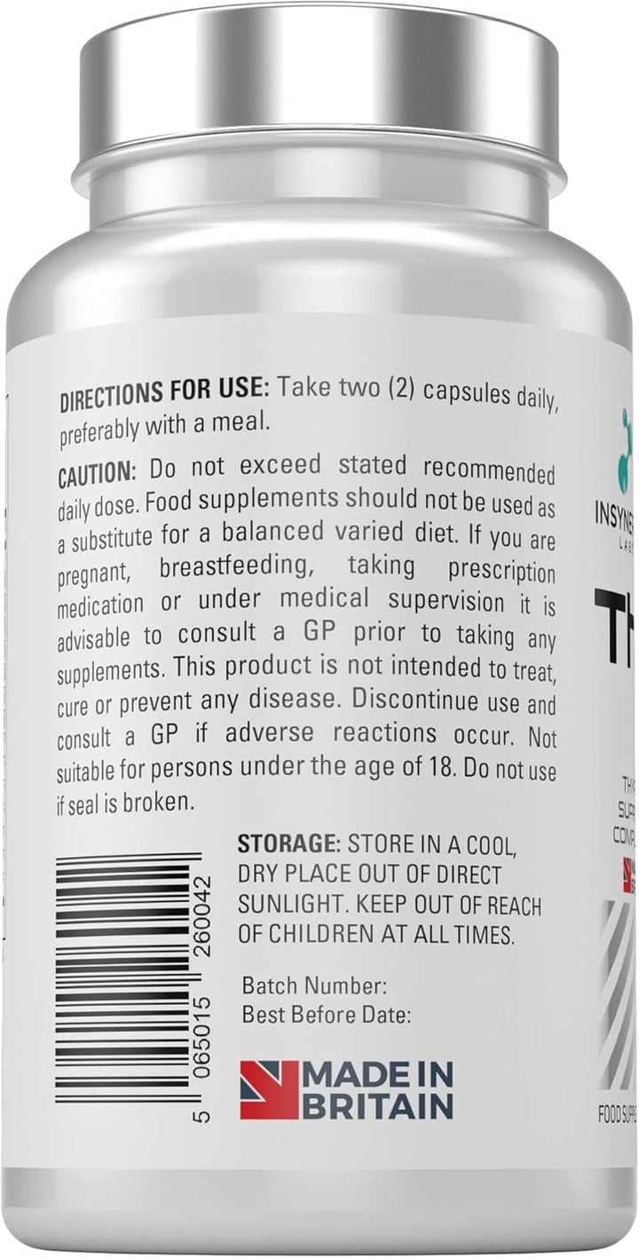 Thyroid Support Complex Thyroid Pro for Women and Men – Energy, Focus, Tiredness & Fatigue – L Tyrosine, Ashwagandha, Vitamin B12, 60 Vegan Capsules Thyroid Supplement