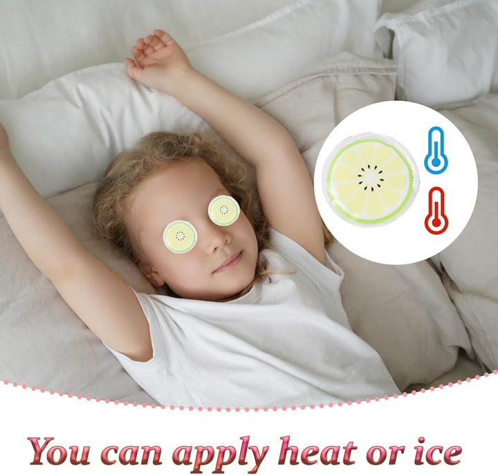 8 Pcs Kids Ice Packs, Mini Ice Packs for Kids, Small Ice Pack for Bumps and Bruises, Headache, Fever, 7X7Cm Reusable with Fun Fruit Designs (Pineapple, Strawberry, Peach, Lemon)