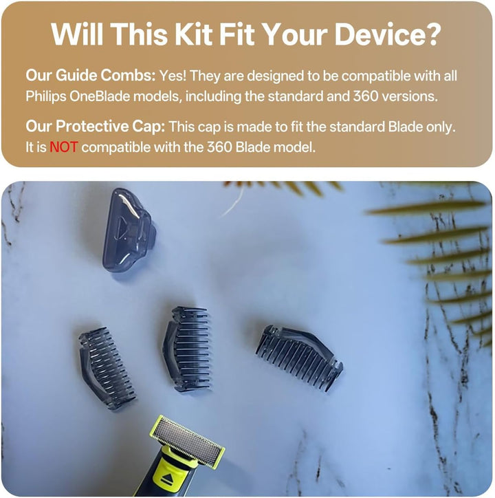 Guards Kit,1/3/5Mm Guide Combs and Protective Cap Fit for Philips Norelco Oneblade Handles