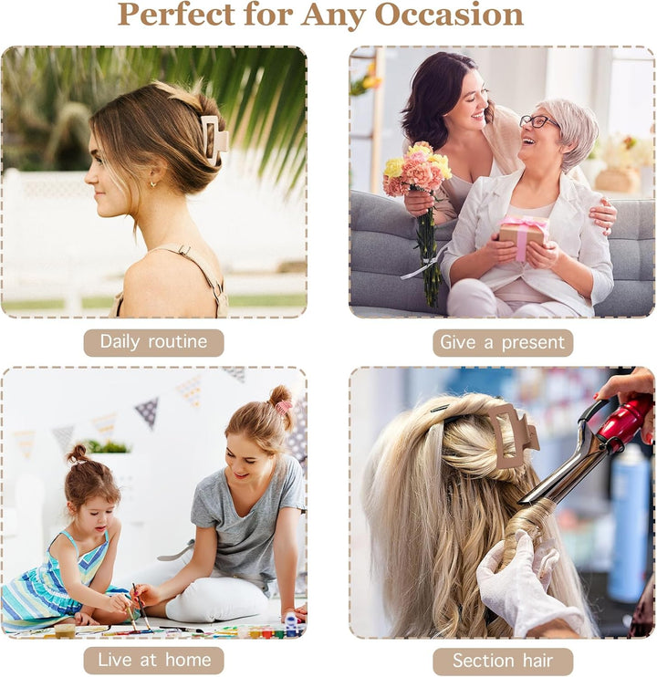 Medium Claw Hair Clips Set for Women - 3 Styles Rectangle Clips for Thick Hair| 3.5 Inch Large Hair Claw Clips for Thick Hair + 2Inch Medium Hair Claw Clips for Fine Hair + 1.5Inch Small Hair Clips