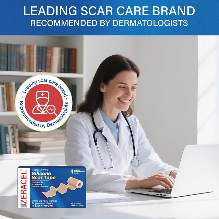 Silicone Scar Tape for Women- Reusable Medical-Grade Scar Strips for C-Section Surgery, Breast, Acne, and Keloid Scars - Invisible, Soft, Long Roll 4Cm X 150Cm