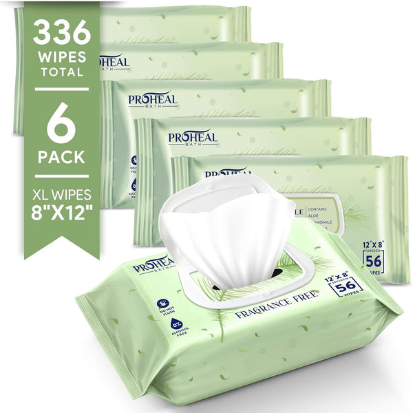 X Large Wet Wipes for Adults - 6 Packs of 56 [336 Count] Disposable Incontinence Wipes, 12" X 8" Adult Wipes for Elderly - Personal Body Wipes for Women and Men, Pre Moistened Adult Washcloths