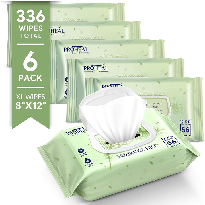 X Large Wet Wipes for Adults - 6 Packs of 56 [336 Count] Disposable Incontinence Wipes, 12" X 8" Adult Wipes for Elderly - Personal Body Wipes for Women and Men, Pre Moistened Adult Washcloths