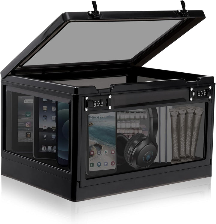 Large Lockable Storage Box, 24 Litre Combination Lock Box for Personal Items/Office Locker/School/Medicine/Snacks/Phone Jail/Electronic/Home