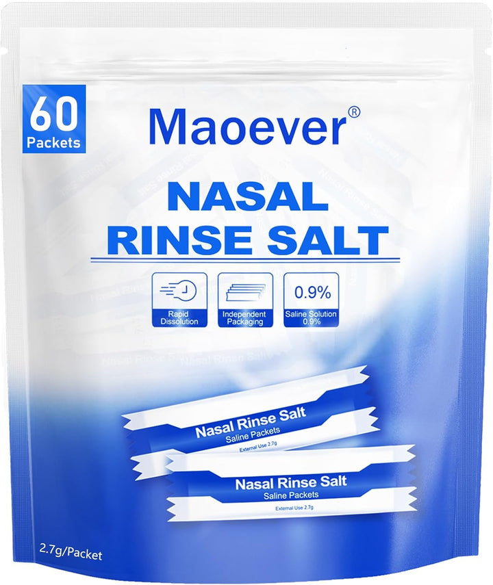 100 Saline, Neti Pot Salt, Individually Wrapped Saline for Neti Pots, Nasal Irrigation, and Squeeze Bottles & Sinus Relief | Sinus Care