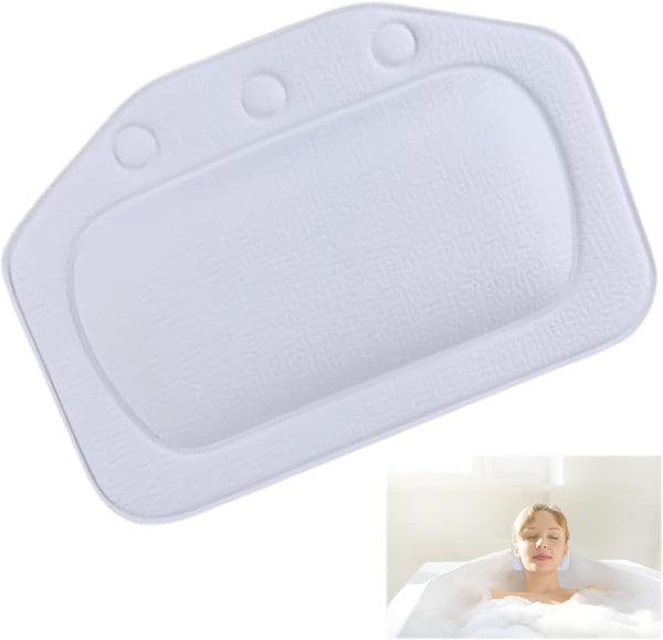 Bath Pillow with 3 Strong Suction Cups, Soft Waterproof Bathroom Pillow for Tub, Relaxing Bathtub Pillow for Neck and Back Support Modern Minimalist Design Durable Bath Accessories