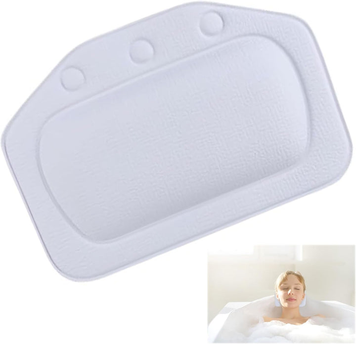 Bath Pillow with 3 Strong Suction Cups, Soft Waterproof Bathroom Pillow for Tub, Relaxing Bathtub Pillow for Neck and Back Support Modern Minimalist Design Durable Bath Accessories