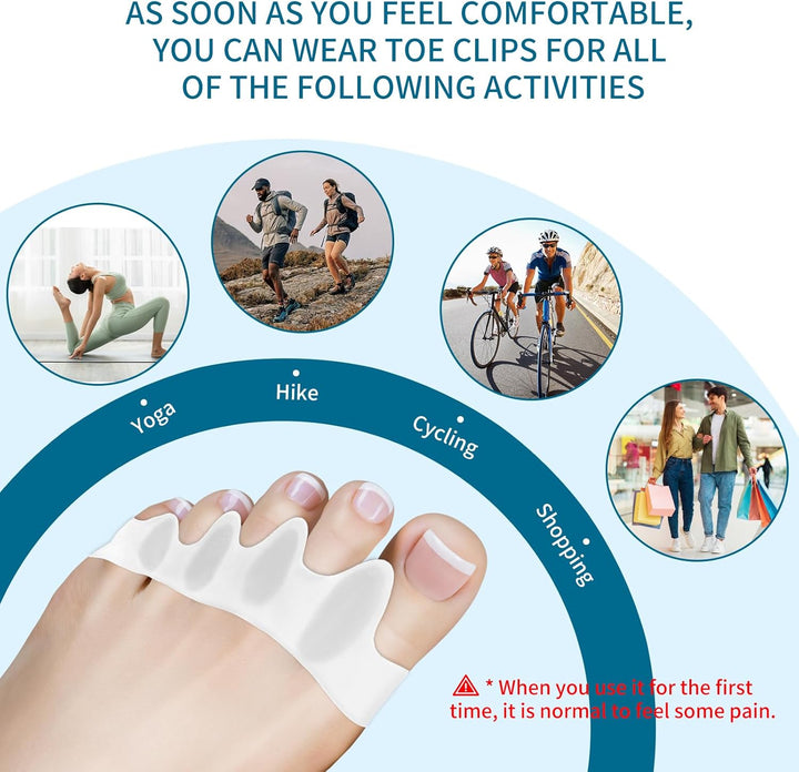 Toe Separator,Gel Toe Spacers for Overlapping Toes-[4 Pcs]-Washable and Reusable Toe Straighteners,Dividers to Correct Bunions,Hammertoes,Relief Restore Feet