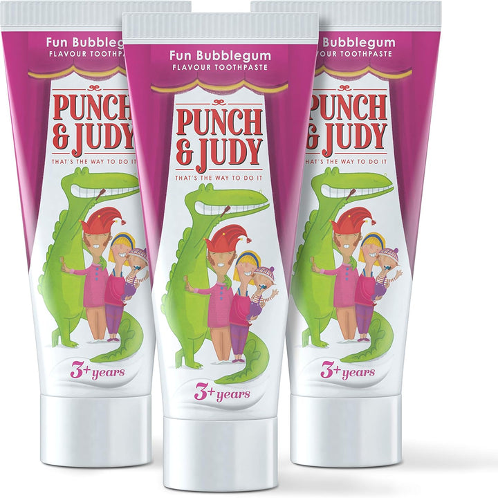 Punch & Judy Kids Toothpaste - Fun Bubblegum Flavour, 3+ Years, Fluoride, Sugar Free, 50Ml (Pack of 1)