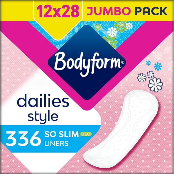 Dailies so Slim Panty Liners, 336 (12 X 28 Packs) Lightly Scented, Breathable, Flexible, Individually Wrapped Liners