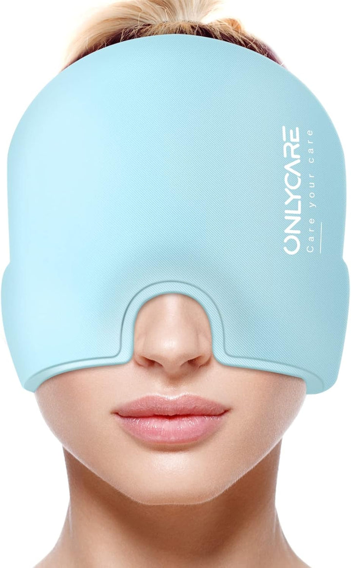 Migraine Relief Cap, Upgraded Odorless Headache Relief Cap, 360° Gel Surround Ice Pack Mask for Migraine, Sinus, Stress, Frontal Headaches (Black)