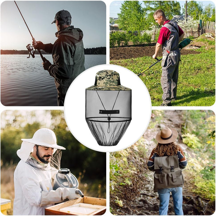 Mosquito Head Net Hat, Mosquito Hat with Removable Netting, Bee Keeper Hat, Anti-Mosquito Fishing Hat, Camping Mosquito Hat, Midgie Face Cover, Portable Midge Head Net Hat for Outdoor Hiking
