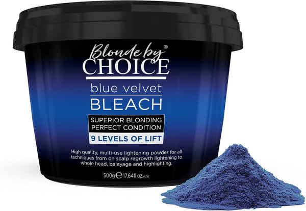 Professional Hair Bleach,  Blue Velvet, Premium Hair Lightener, 9 Levels of Lift, Inbuilt Blonde Toner, Perfect Bleach Hair Dye for Root Touch Up, Highlights, Balayage, Ombre (500G)
