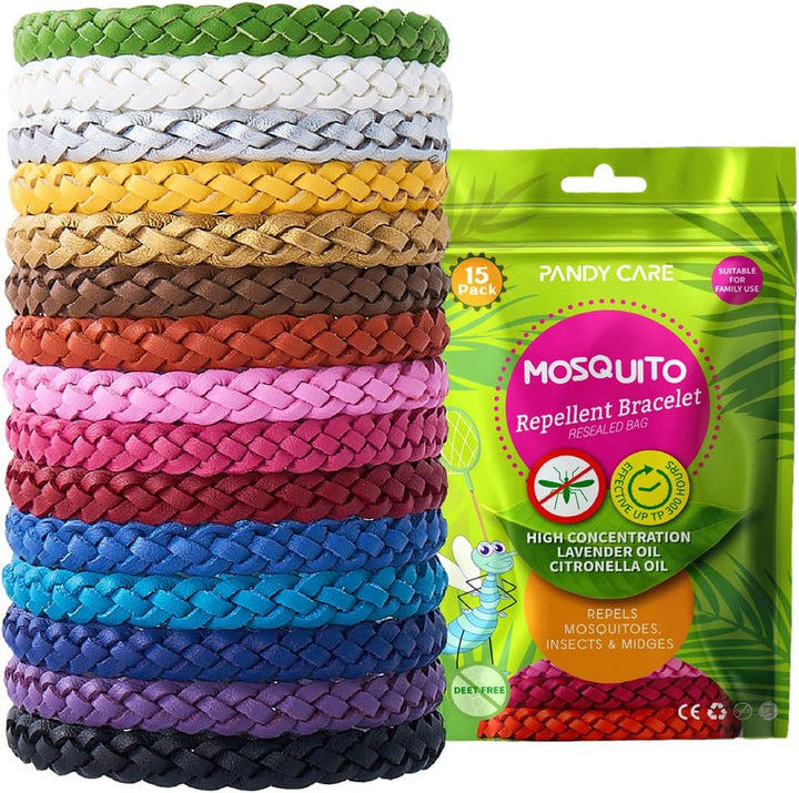Mosquito Repellent Bracelet 15 Pack,  Mosquito Bands for Adults, Kids & Babies - Premium Quality, Deet-Free Natural Wristbands, Protection Insects up to 300 Hours