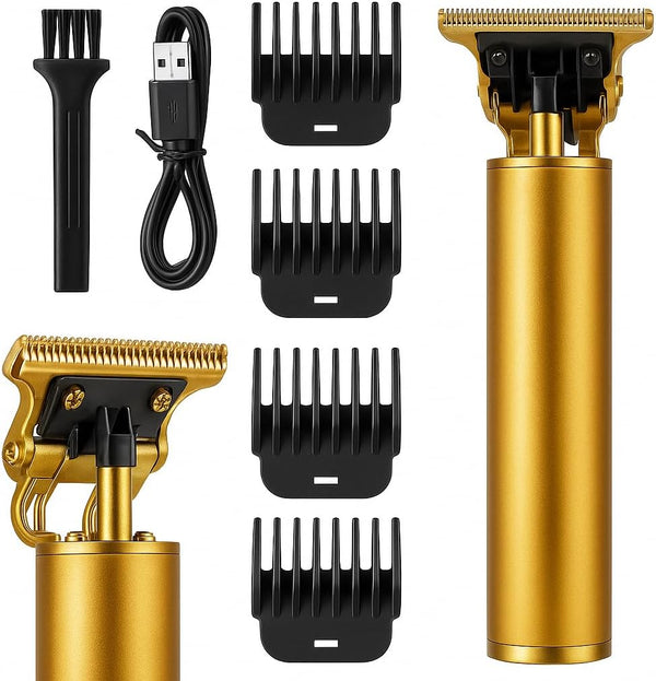 Hair Clippers Beard Trimmer for Men,Electric Cordless Rechargeable Hair Trimmer Set for Barbers and Home,Usb Zero Gapped T Blade Hair Cutting Kit, Gift for Men (Gold)