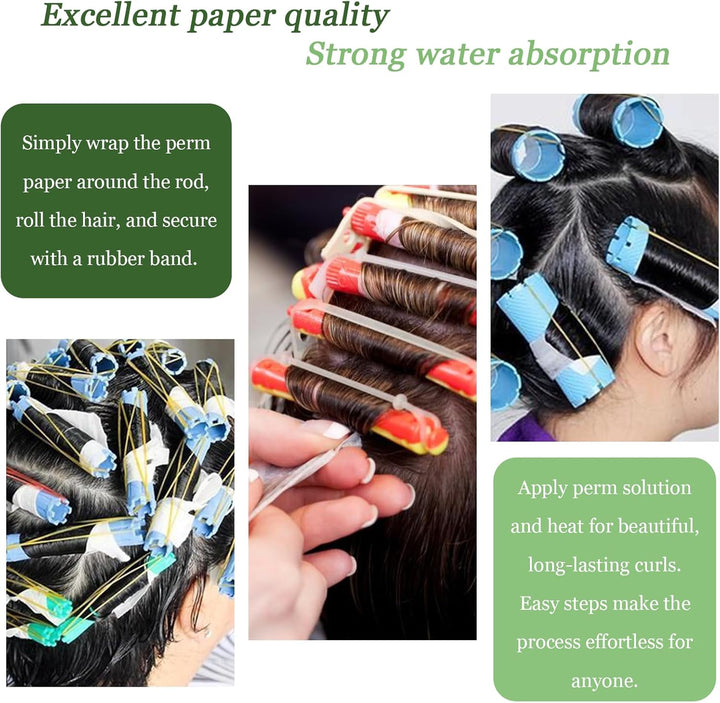 100 Pcs Salon Perm Paper, Salon Perm Paper Hair Color Paper, Hairdressing Perm Paper, Good Toughness High Temperature Resistance Perm Paper for Hot Cold Hair Curling Styling (11.5X6.5Cm, White)